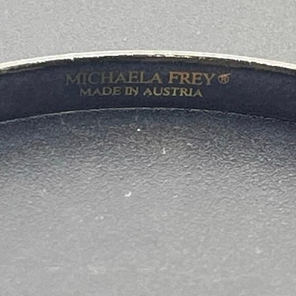 Michaela Frey Team Vintage Pink Mauve Flowers Austria Enameled Bangle Bracelet - Picture 6 of 7